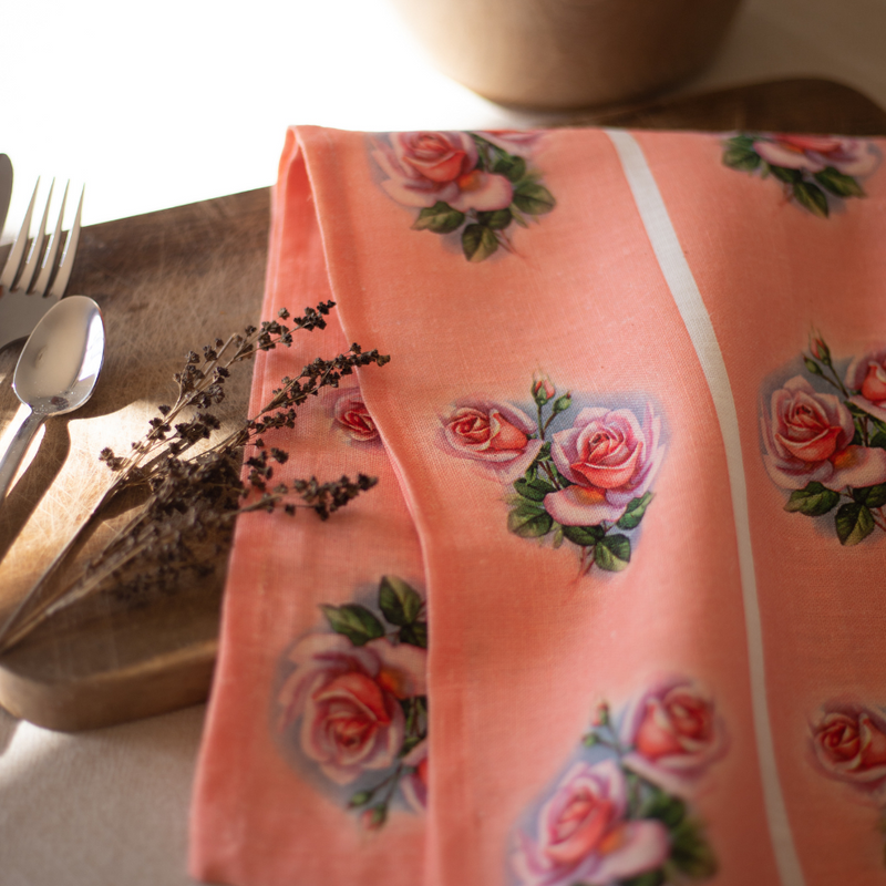 Tea Towel - Vintage Rose Pink Gerbera