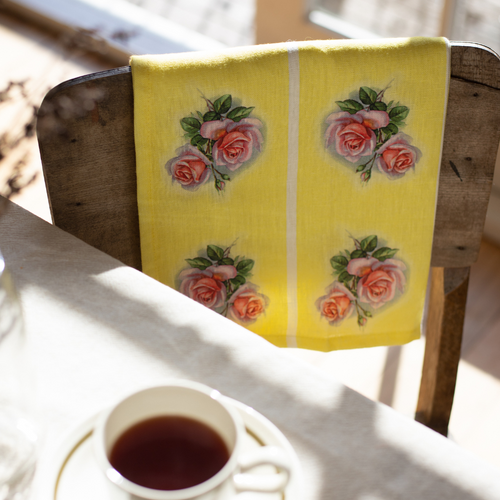 Tea Towel - Vintage Rose Zesty Yellow