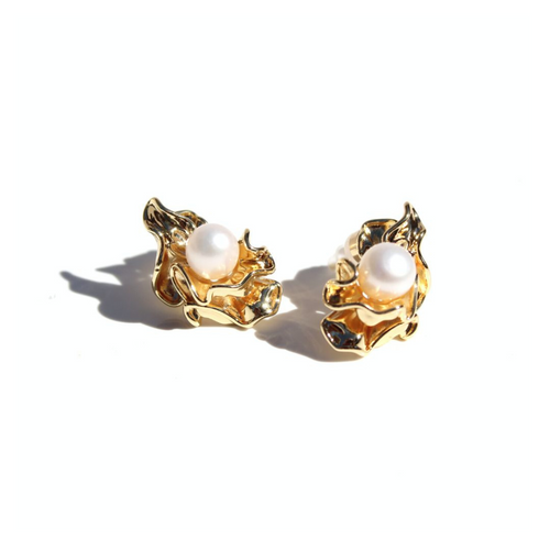 Earrings - Ruched Pearl